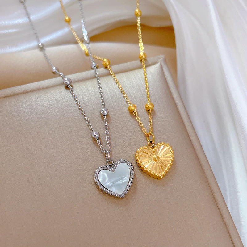Heart-shape Love Necklace For Valentines Day Temperamental Personality Minimalist Stove Real Gold Necklace Female