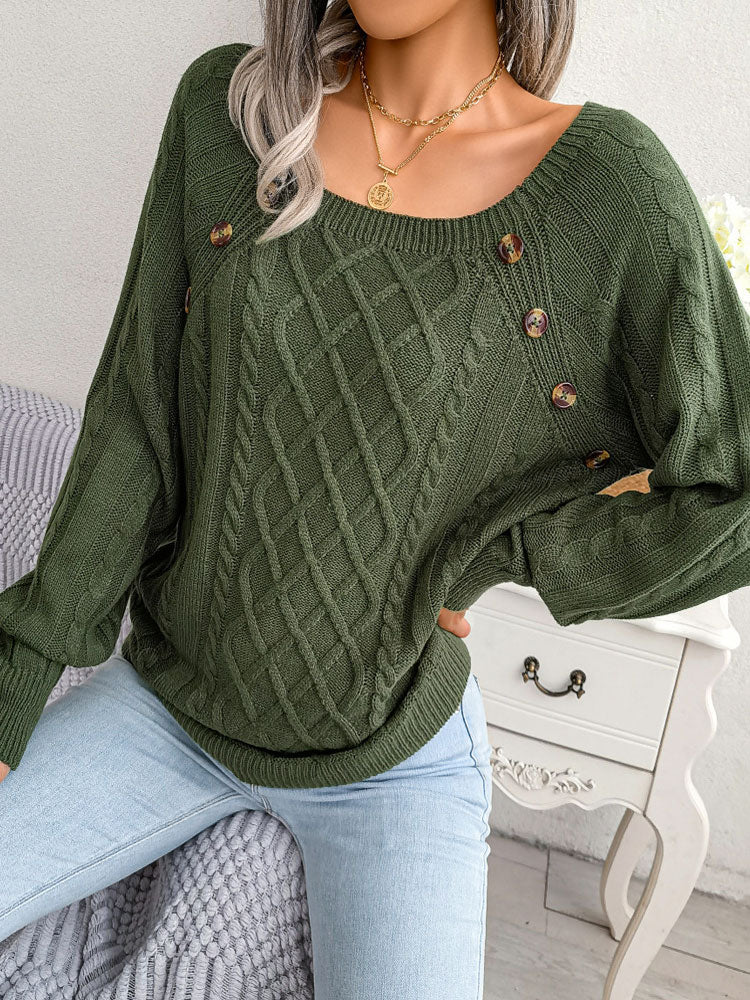 Knitted Loose Long Sleeve Sweater Perfect for Autumn