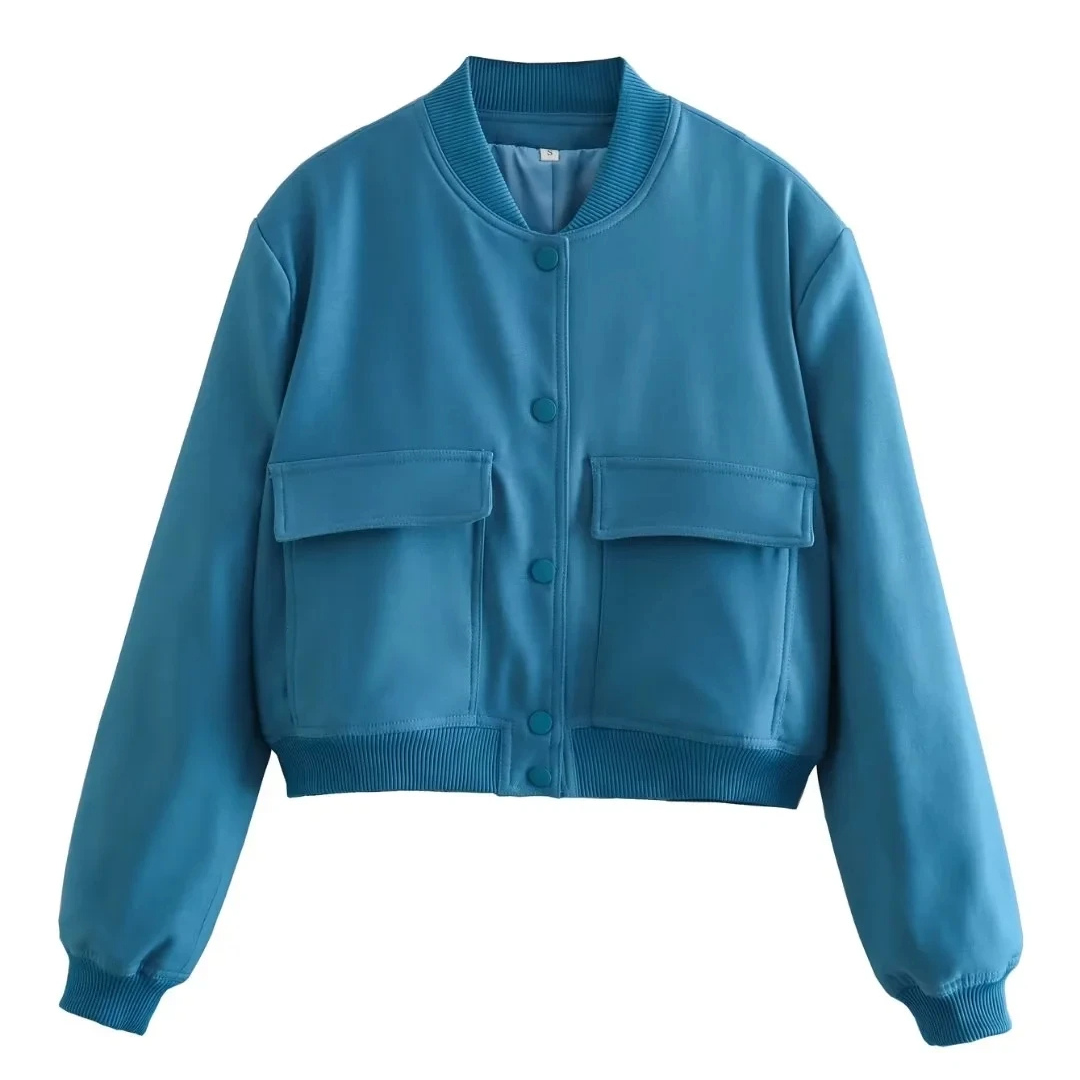 Women's Spring Bomber Cropped Jacket: Casual Short Jacket for a Chic Look