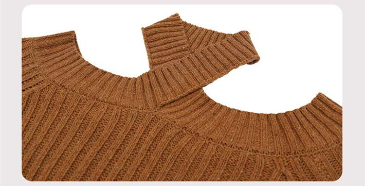 Knitted Off-Shoulder Sweater for Autumn and Winter Seasons