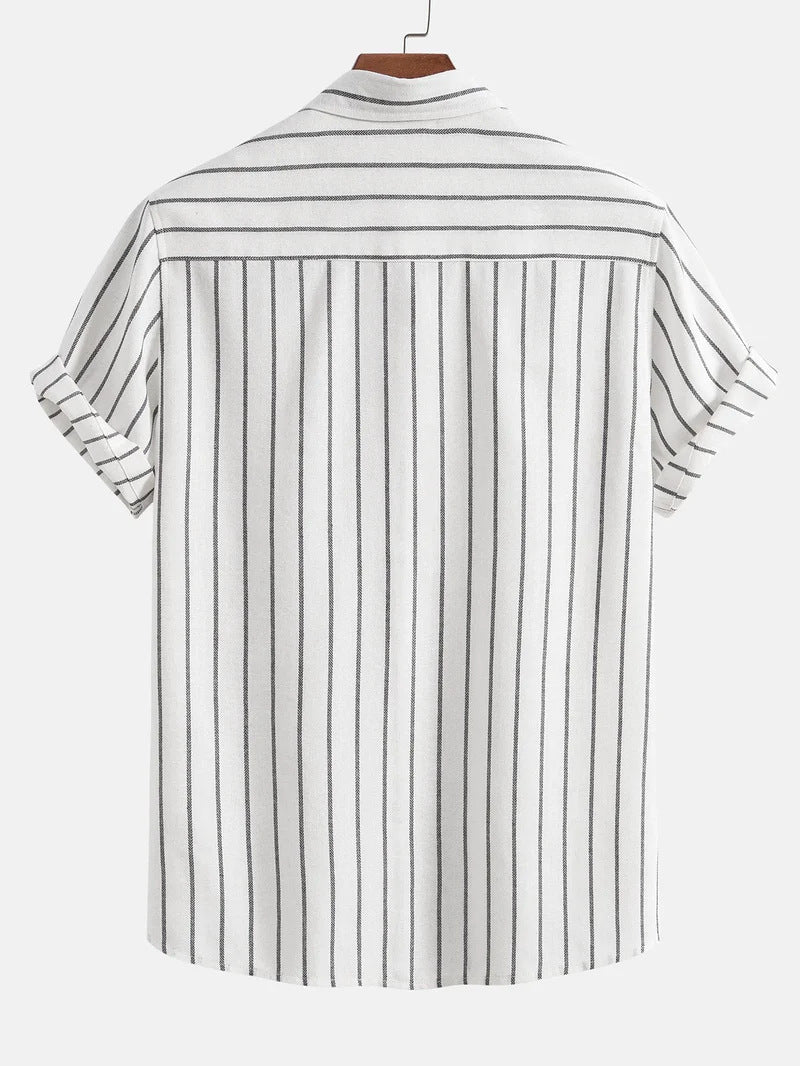 Striped Digital Printing Men's Short-sleeved Shirt