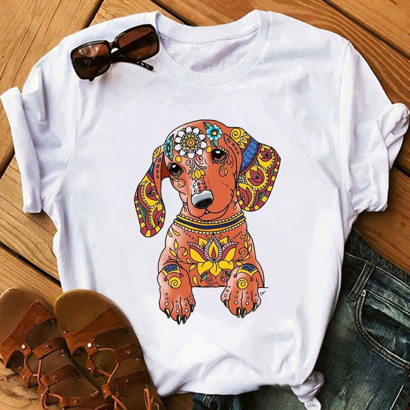 Puppy Print T-shirt For Women