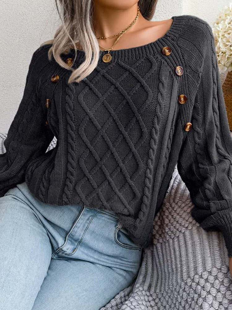 Knitted Loose Long Sleeve Sweater Perfect for Autumn
