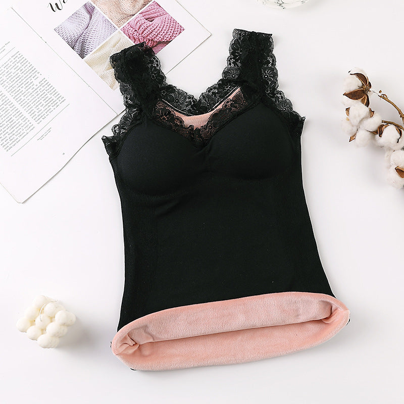 Cozy Winter Thermal Underwear: Modal Fabric, Plush Fleece, Lace Trim, and Zero Steel Loop for Comfort and Warmth