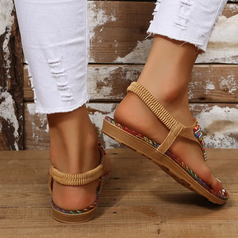 Summer Women's Bohemian Style Flat Sandals: Clip Toe Gladiator Sandals