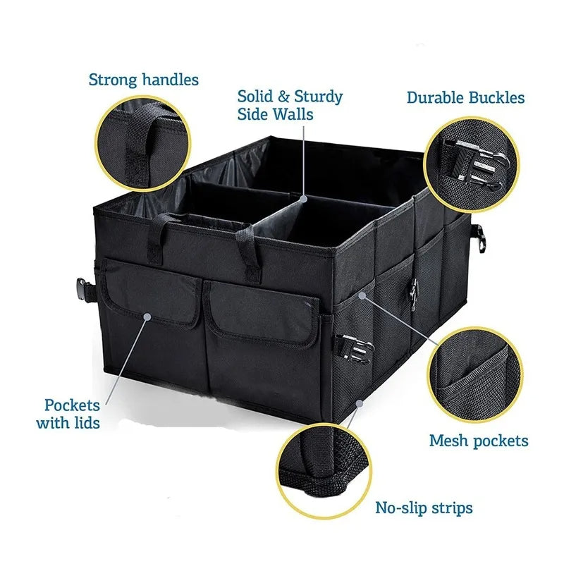 High-Capacity Car Trunk Storage Box Organiser
