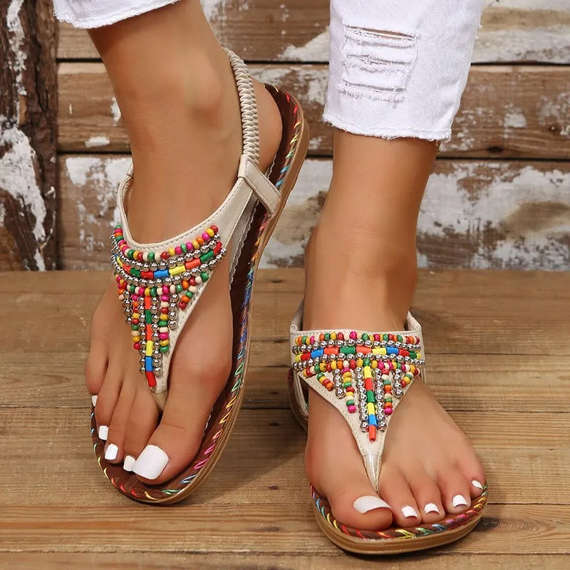 Summer Women's Bohemian Style Flat Sandals: Clip Toe Gladiator Sandals