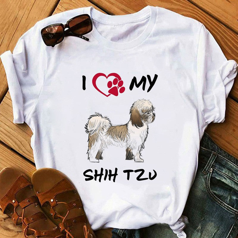 Puppy Print T-shirt For Women