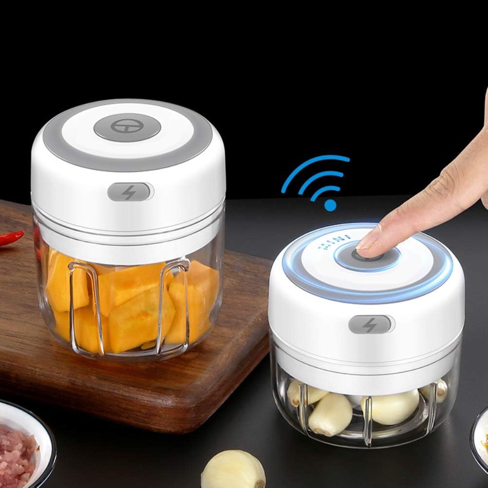 Electric Garlic Crusher, USB Charging, Portable Electric Garlic Masher with 3 Sharp Blades, Food Processor for Kitchen, Baby Food, Grinder