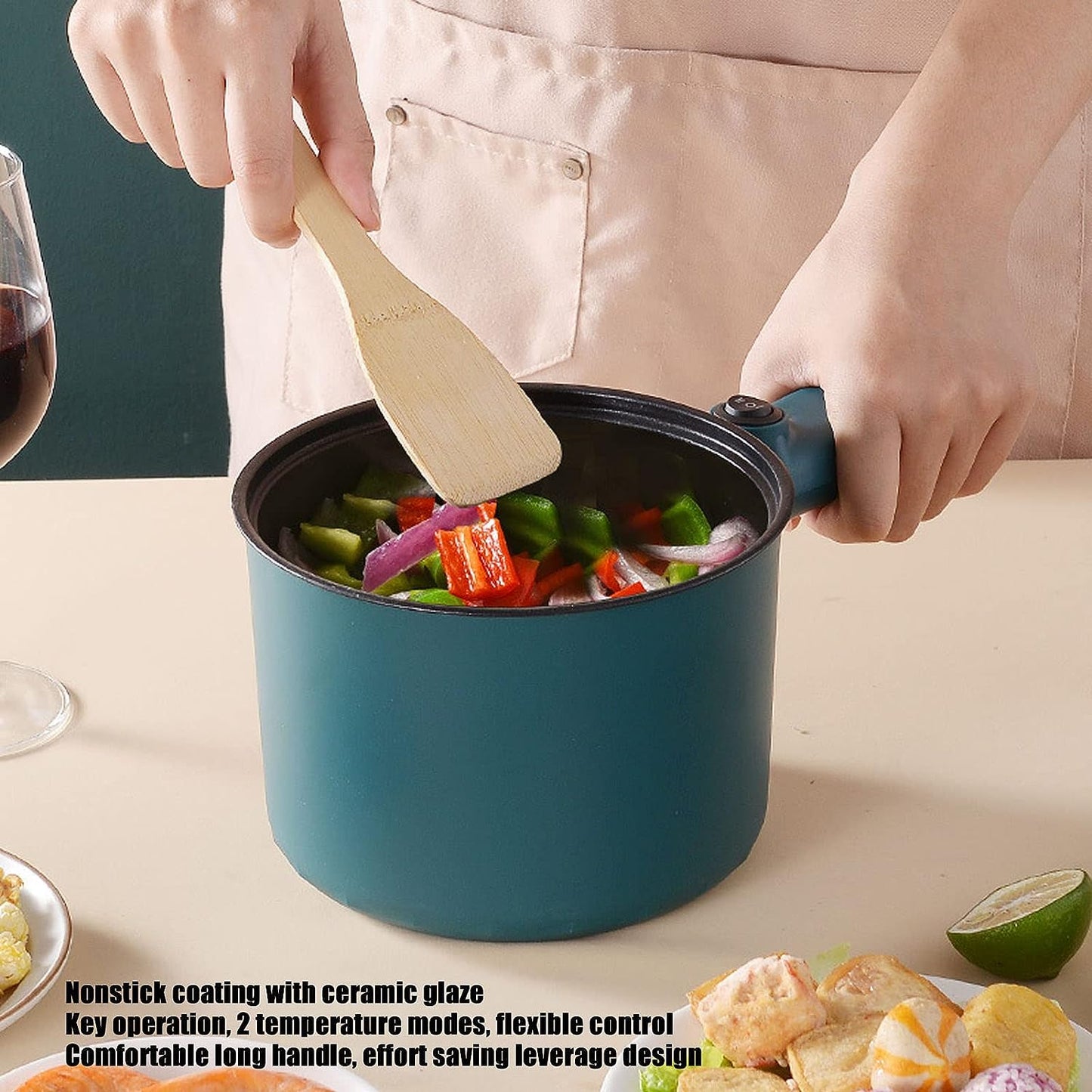 Portable Electric Hot Pot Cooker with 1.8 L Capacity - Ideal for Dorms, Offices, and On-the-Go Cooking