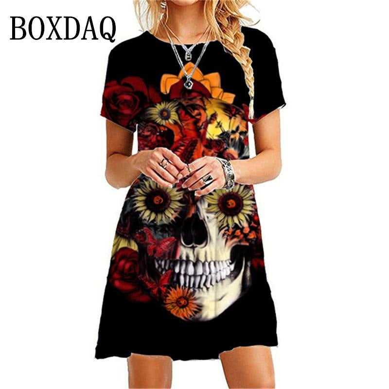 Round Neck Short Sleeved Casual Fashion Trend Dress