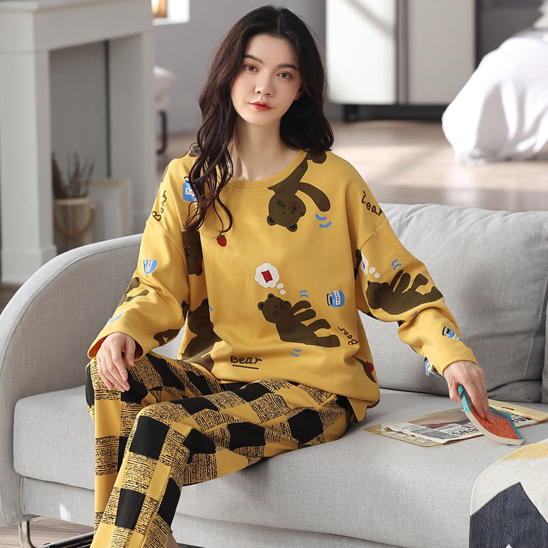 Stylish Loose Print Pajama Set for Women: Autumn/Winter Edition