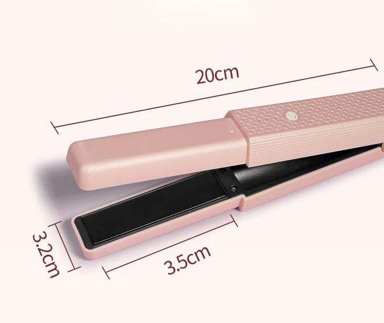 Portable Cordless USB Hair Straightener and Mini Ceramic Hair Curler with 3 Constant Temperature Settings - Ideal Flat Iron for Travel