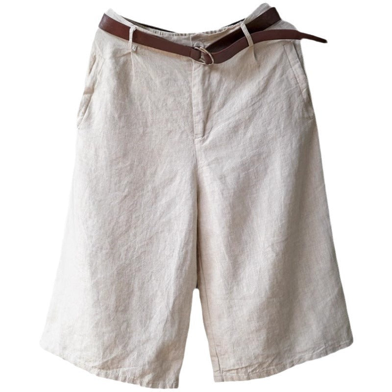 Casual Pants Baggy Oversized Cropped Pants Cotton Linen Cropped Pants Women's Slimming Linen Wide Leg Shorts