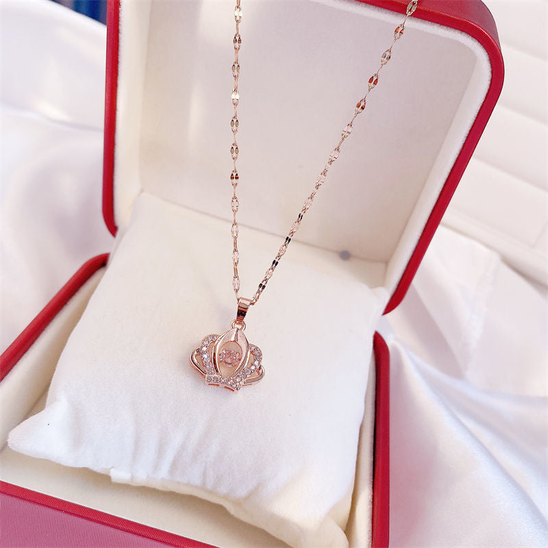 Valentines Day Gift Perfume Bottle Pendant Titanium Steel Necklace Korean Trend Zircon Luxury Female Necklace Charm Jewelry Gift Fashion Jewelry Woman