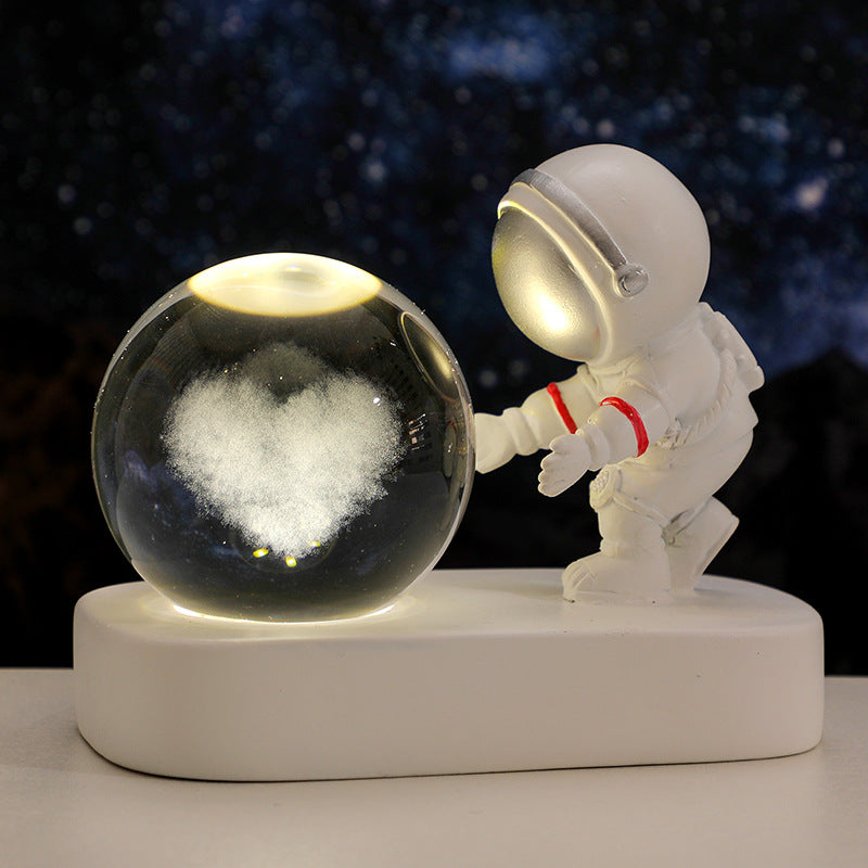 Glowing Planetary Galaxy Astronaut Crystal Ball Night Lights USB Power Warm Bedside Light Brithday Gift Night Lamp