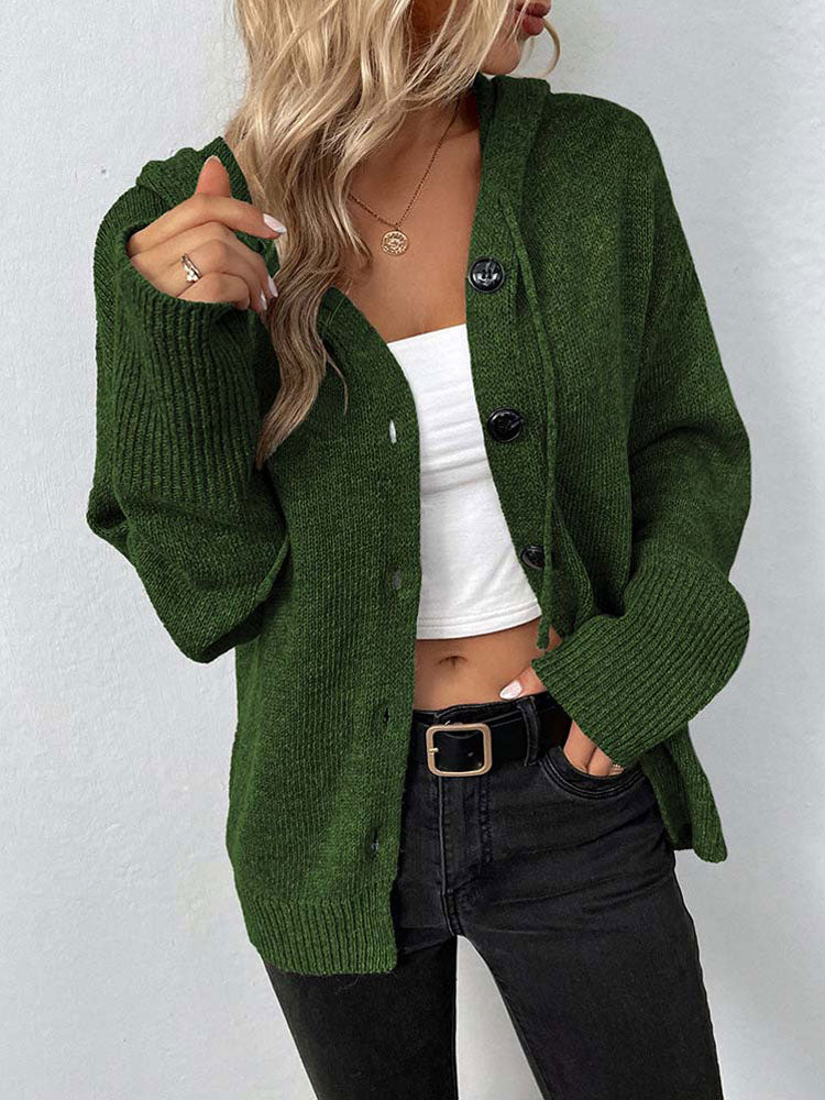 Women's Long-Sleeve Hooded Cardigan for Autumn and Winter Seasons