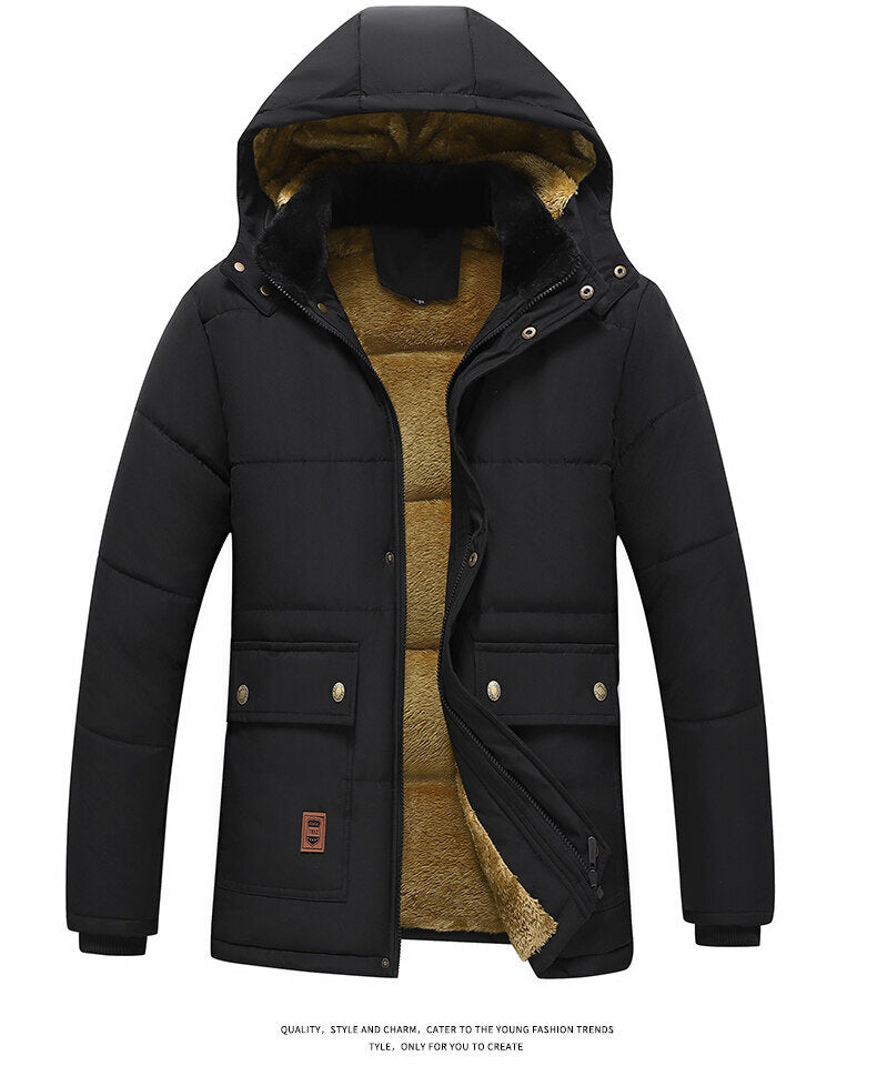 Men's Winter Jacket Parka Coat Lined with Teddy Lining and Fur Hood