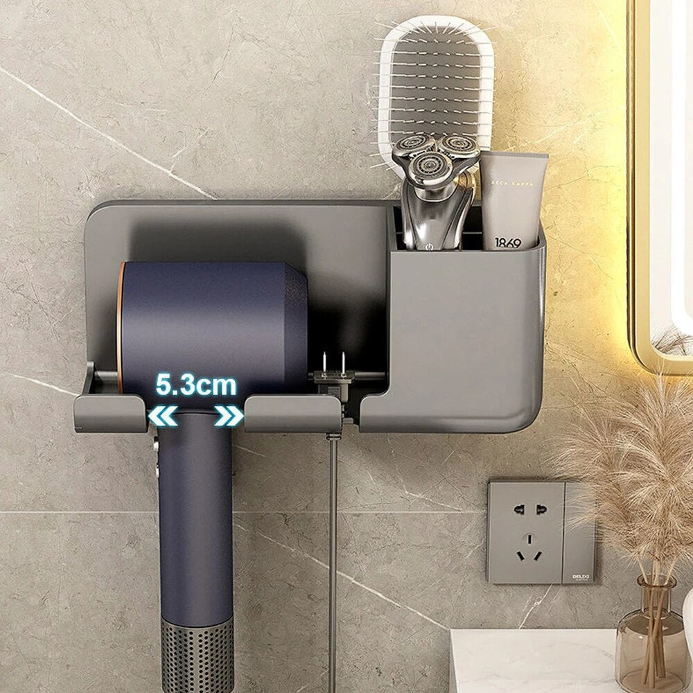 Hair Dryer Wall Mount Organiser with Built-In Storage