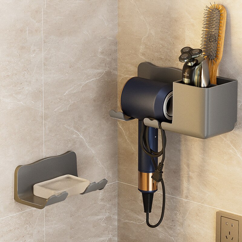 Hair Dryer Wall Mount Organiser with Built-In Storage