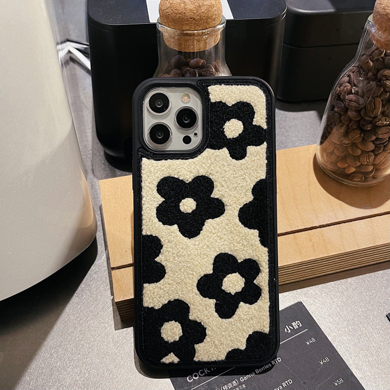 Plush Flowers Are Suitable For Ladies Autumn And Winter Mobile Phone Cases