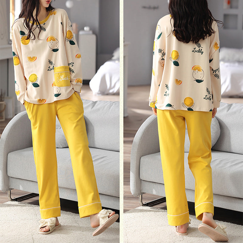 Stylish Loose Print Pajama Set for Women: Autumn/Winter Edition