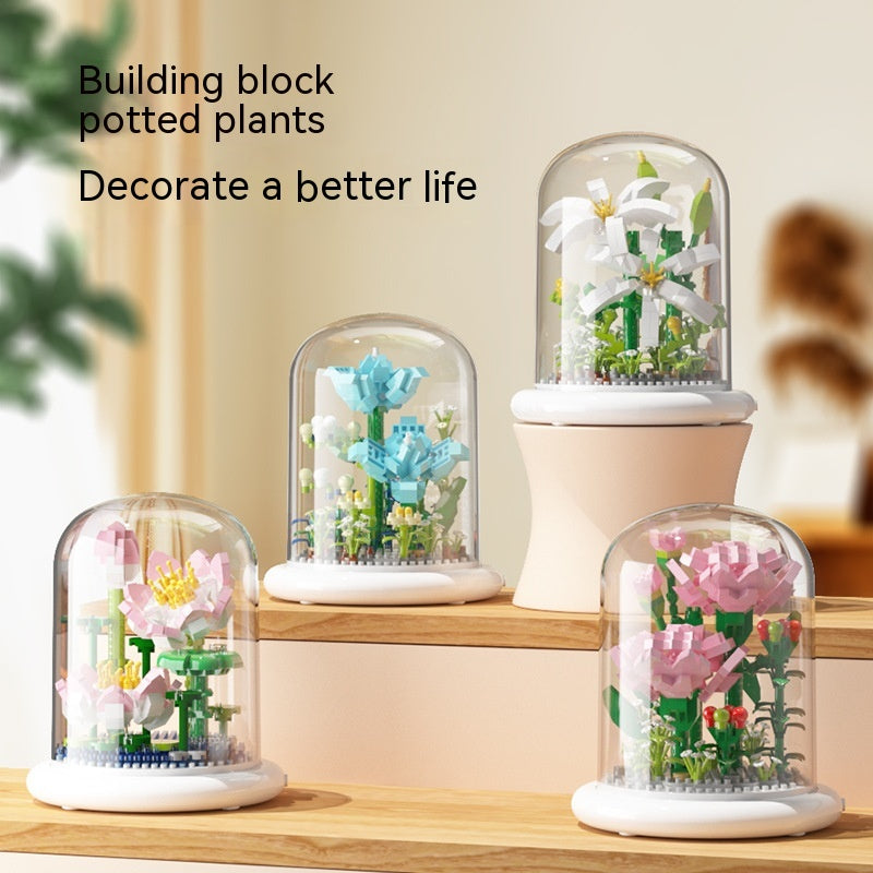 Building Block Flower Eternal Rose Small Particle Building Block Assembly Toy Gift Desktop Decoration
