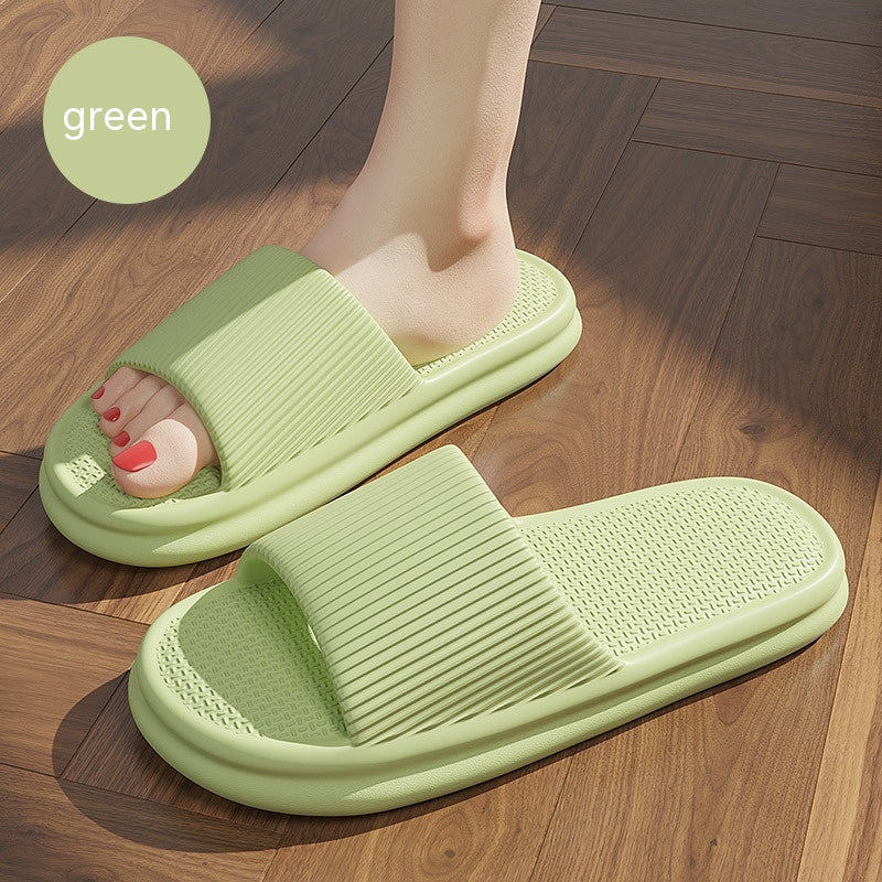 Striped Design Home Slippers For Women Men Soft Anti-slip Floor Bathroom Slippers Solid House Shoes