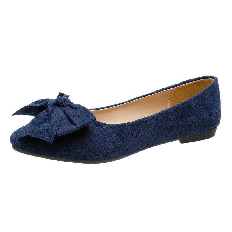 Big Bow Flat Shoes Pointed-toe Low-heeled Shoes Women Fashion Casual Breathable Slip On Flats